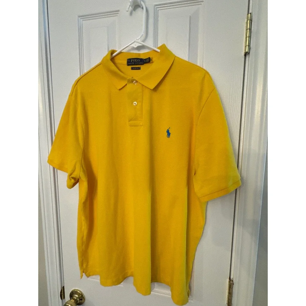 Polo Ralph Lauren Mens XL Yellow Classic Fit Short Sleeve Pique Polo Shirt
